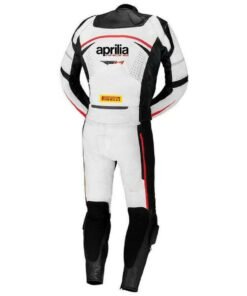 APRILIA MOTORCYCLE RACING WHITE LEATHER SUIT