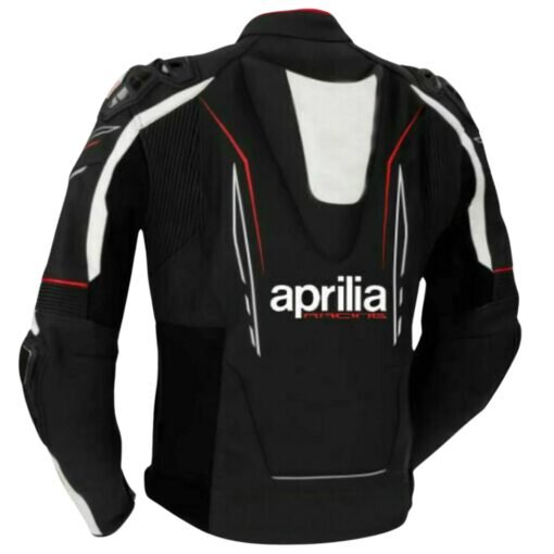 APRILIA BLACK AND WHITE MOTORCYCLE RACING LEATHER