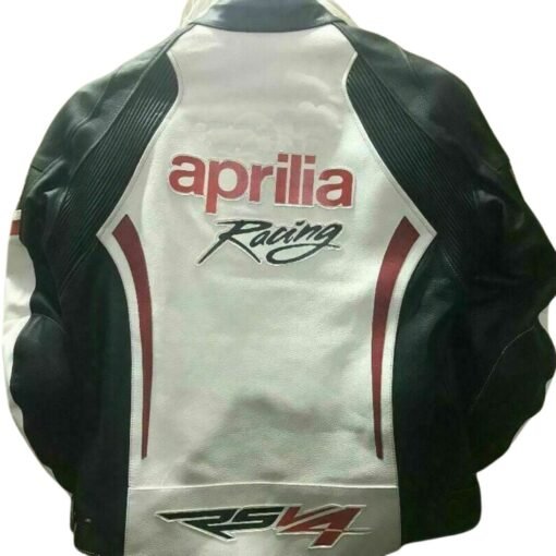 APRILIA MOTORBIKE RACING LEATHER JACKET CE APPROVED IN WHITE