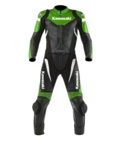 KAWASAKI TWO PIECE MOTORBIKE LEATHER RACING SUIT