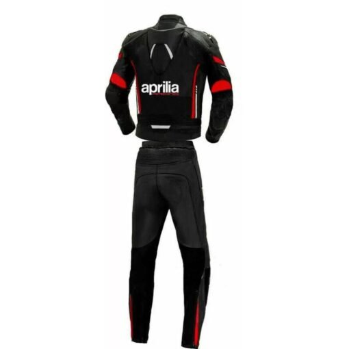 APRILIA BLACK AND RED MOTORCYCLE RACING LEATHER SUIT