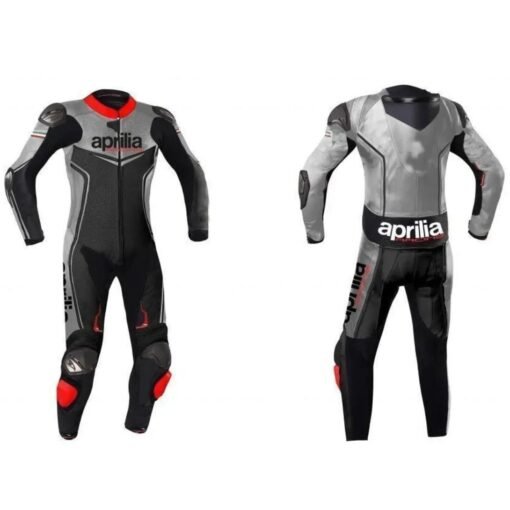 APRILIA MOTORCYCLE LEATHER RACING ONE PIECE GREY SUIT