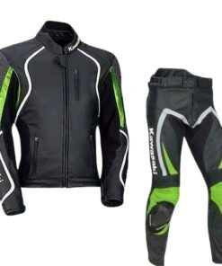 KAWASAKI ZX MOTORBIKE RACING REAL COWHIDE LEATHER SUIT