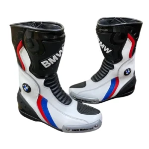 BMW Motorcycle Leather Boots Black White