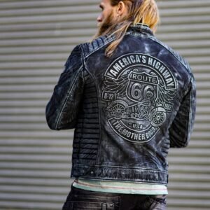 USA Leather Jacket Embossed