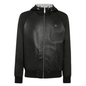 Philipp Plein Leather Hooded Jacket