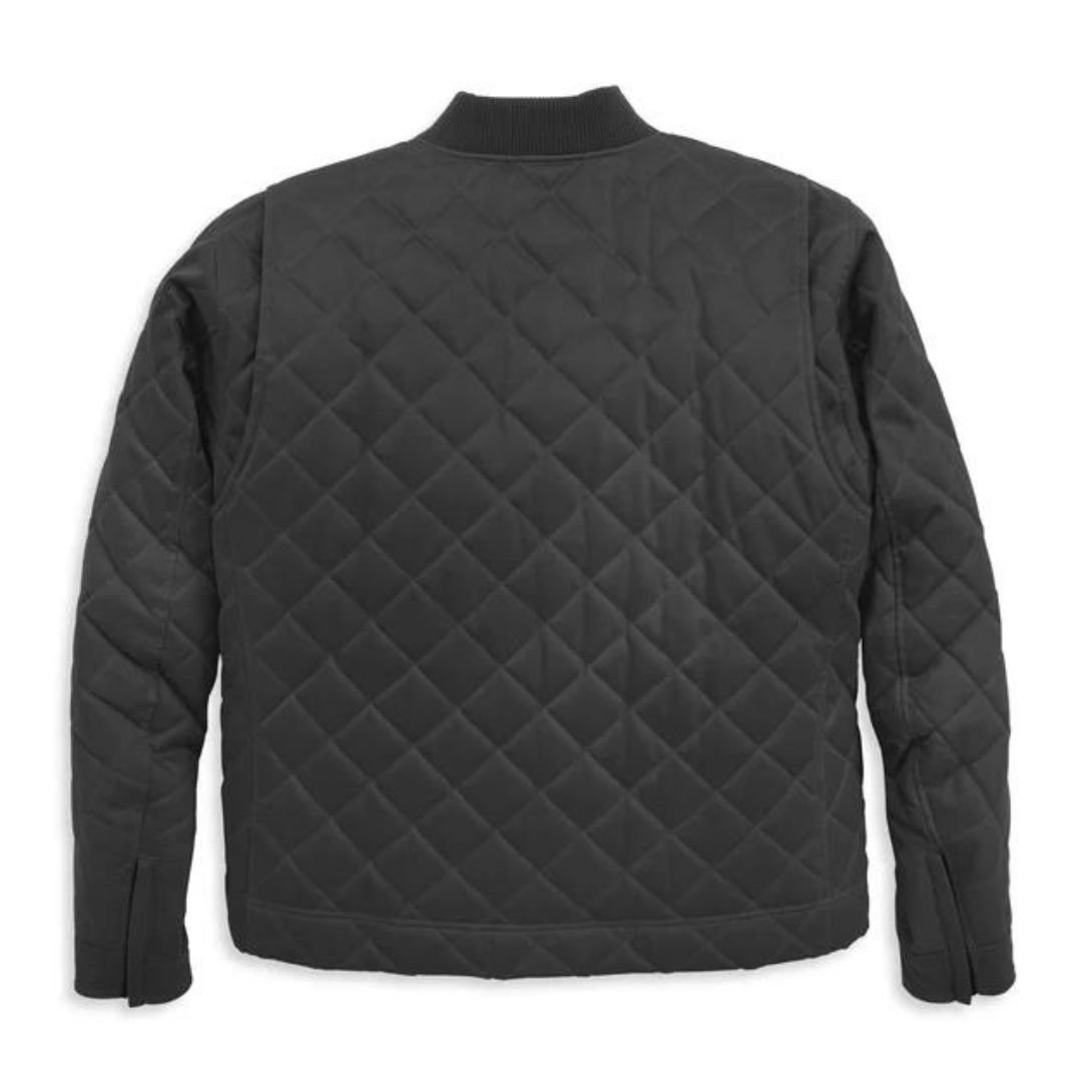 Harley Men’s Coastal Quilted Waxed Canvas Riding Jacket Black Beauty - Image 2
