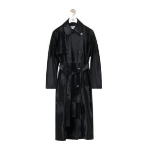 Loewe Trench Coat In Hairy Calfskin