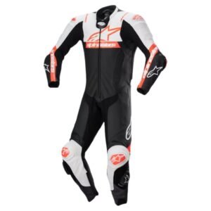 Alpinestars Missile V2 Ward 1 Pc Leather Mc Leather Suit Black White Red Fluo