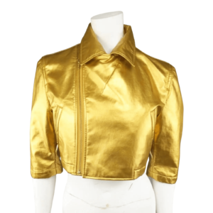 Gold Leather Jacket Women