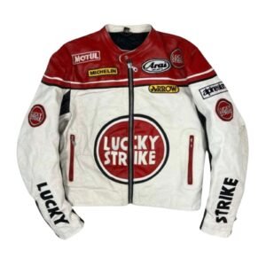 Lucky Strike Motor Bike Jacket In Half White
