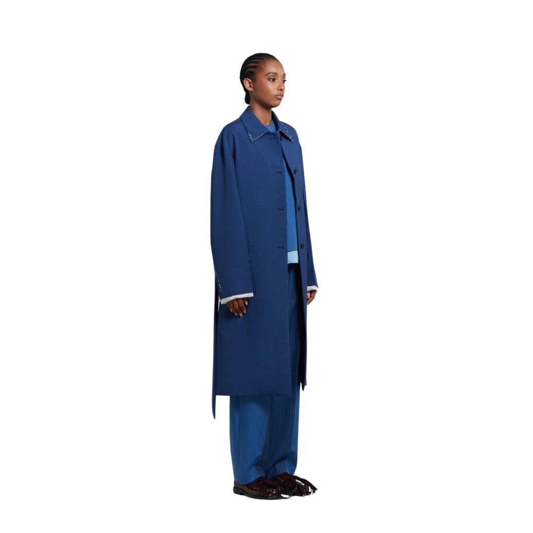 Marni Blue Tropical Wool Trench Coat - Image 4