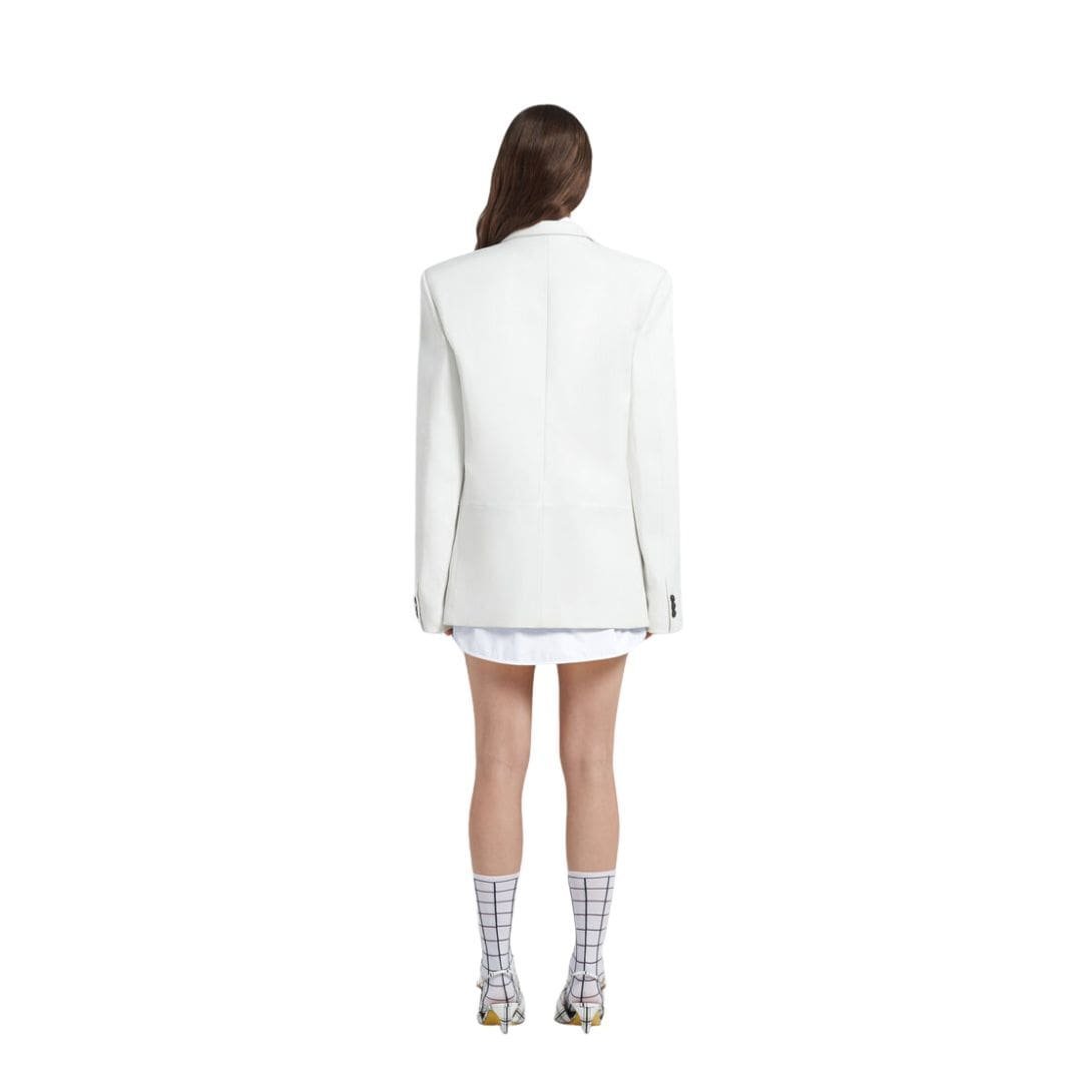 Marni White Nappa Leather Oversized Blazer - Image 3