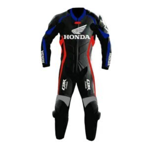 Honda Cbr Motorbike Black Leather Racing Suit