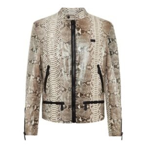 Philipp Plein Python Leather Moto Jacket Luxury