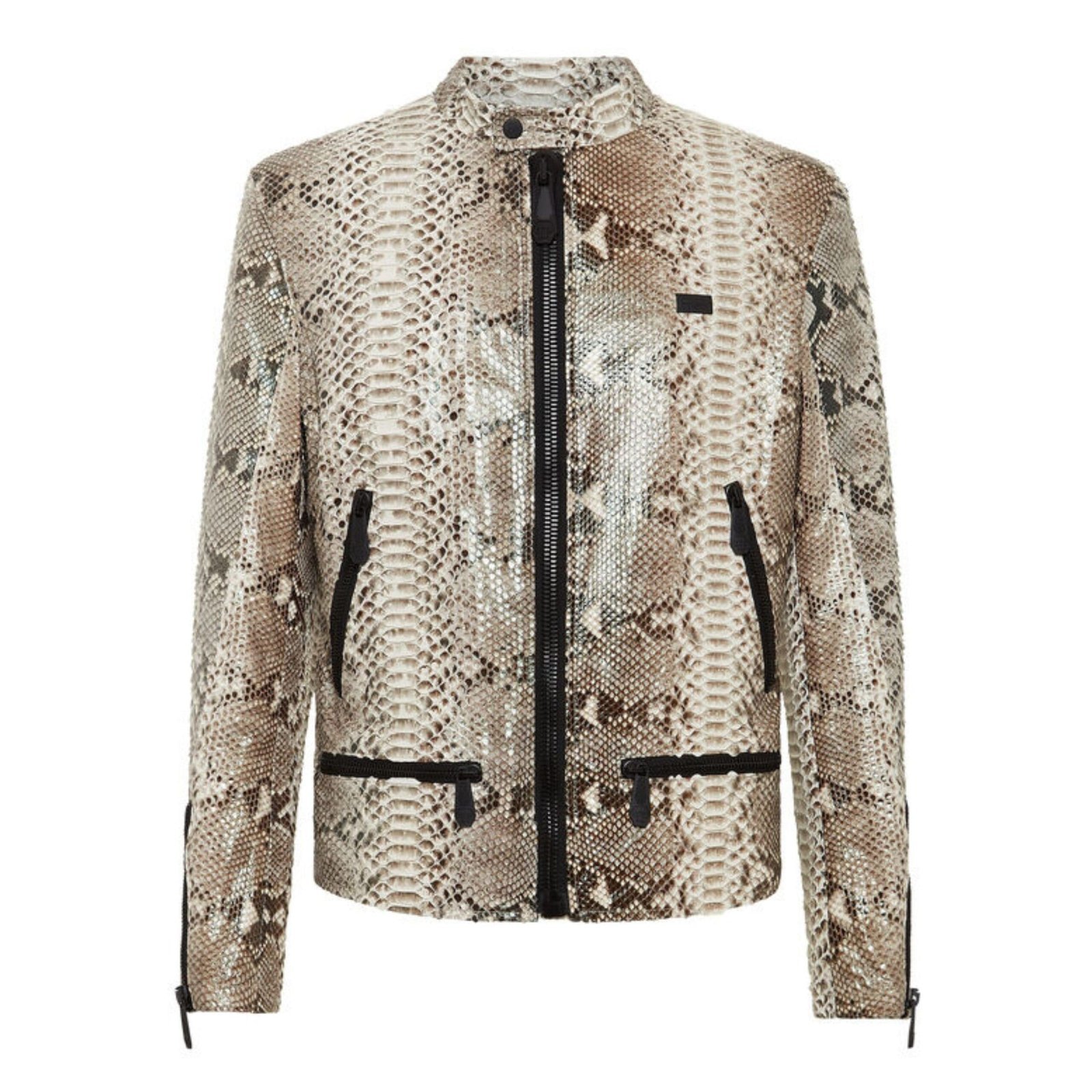 Philipp Plein Python Leather Moto Jacket Luxury