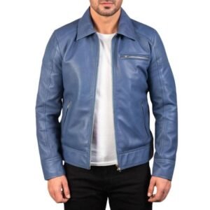 Lavendard Leather Biker Jacket