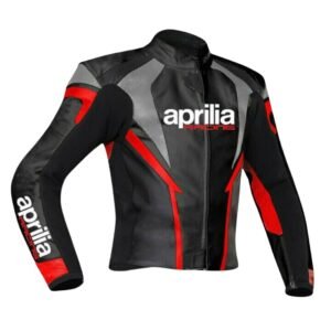 Aprilia Black Motorcycle Racing Leather Jacket