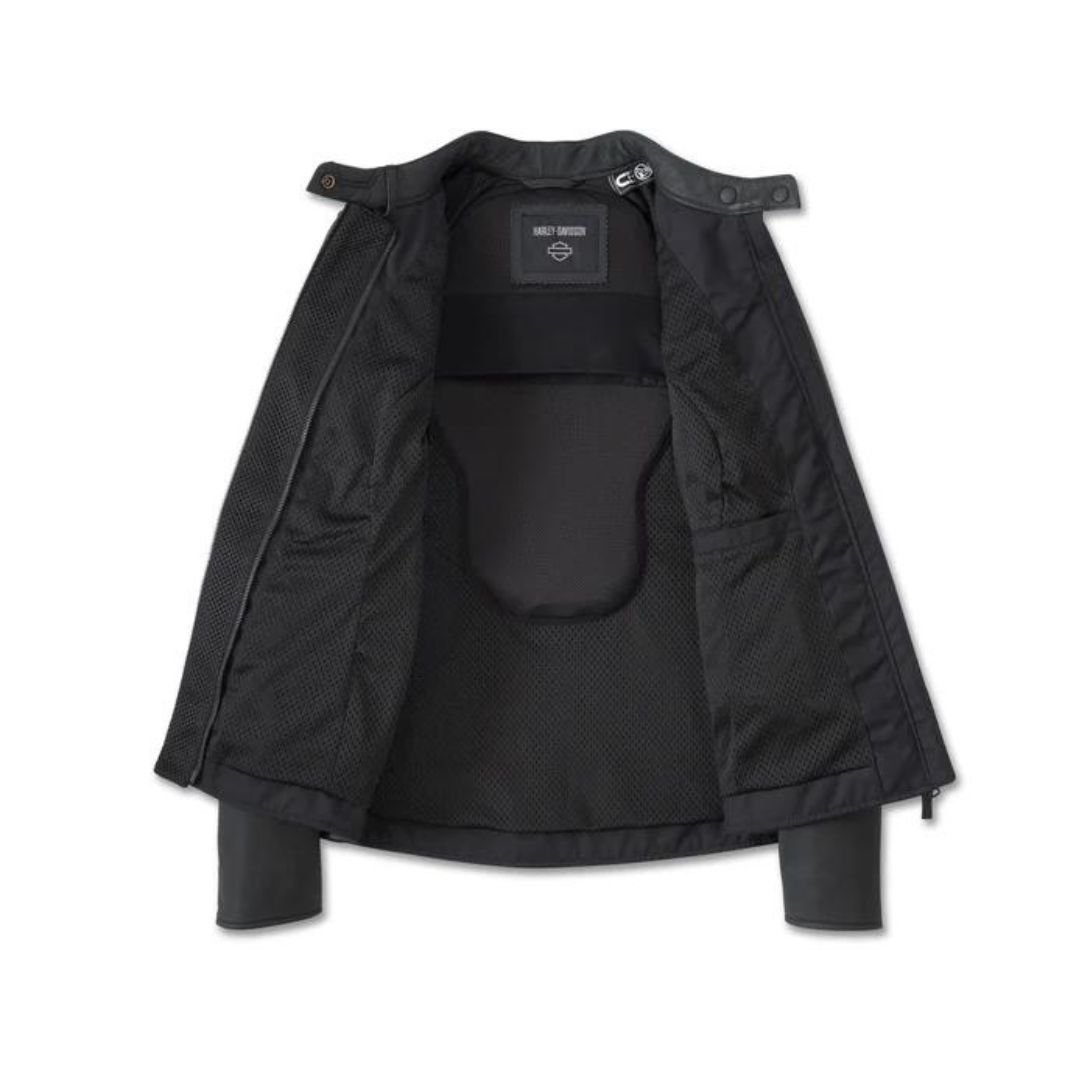 Harley Women’s Paradigm Triple Vent System 2.0 Leather Riding Jacket Black Beauty - Image 3