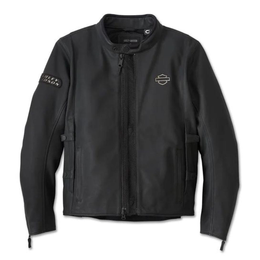 Harley Men’s Paradigm Triple Vent System 2.0 Leather Jacket 56 Black Olive - Image 3