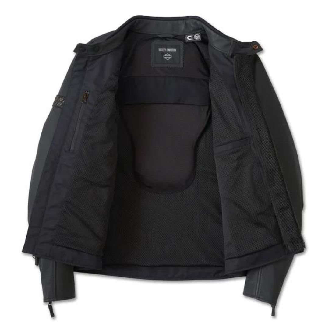 Harley Men’s Paradigm Triple Vent System 2.0 Leather Jacket 56 Black Olive - Image 4