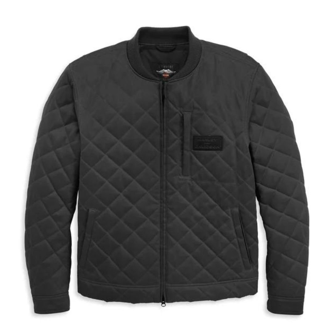 Harley Men’s Coastal Quilted Waxed Canvas Riding Jacket Black Beauty