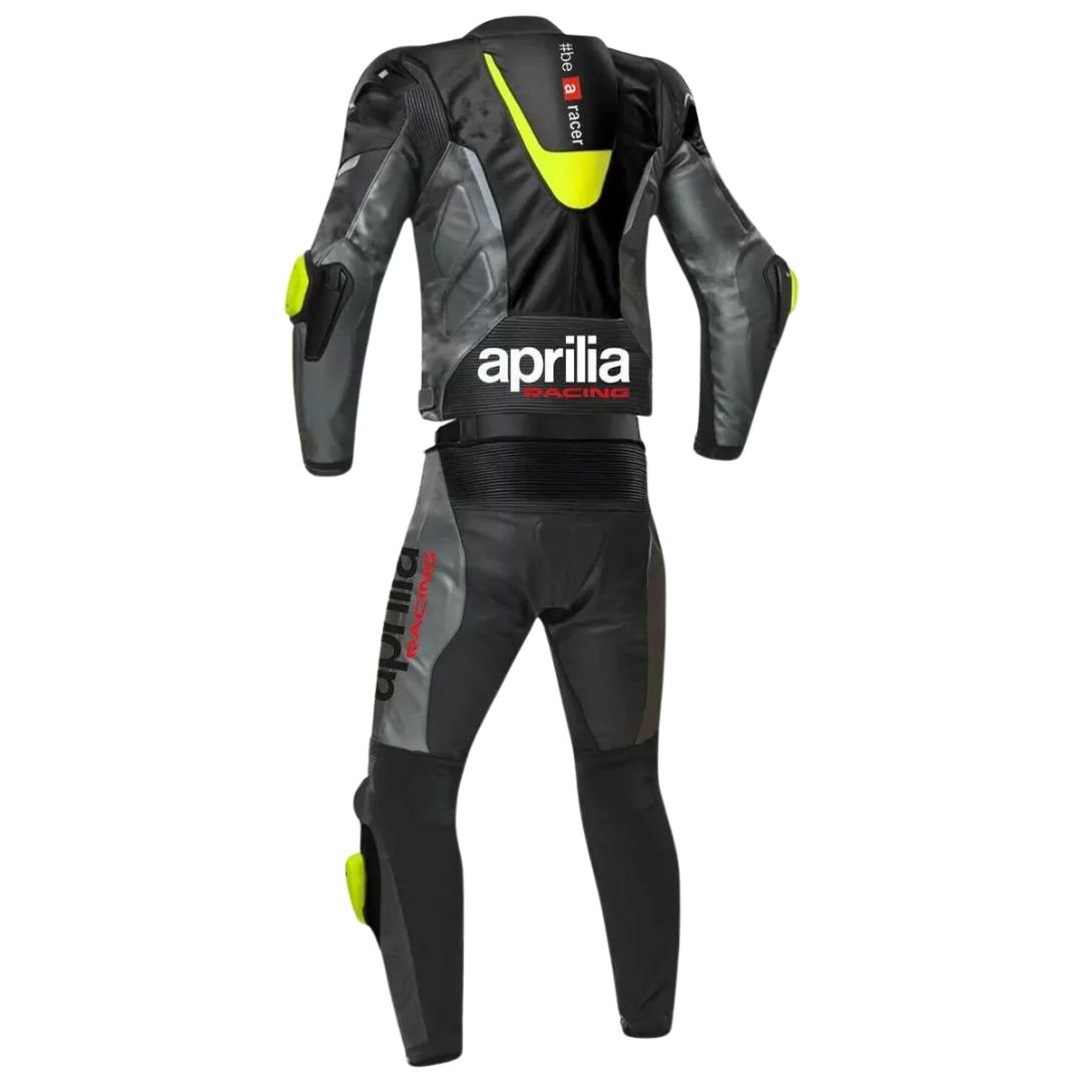 Black Aprilia Motorcycle Racing Leather Suit - Image 2