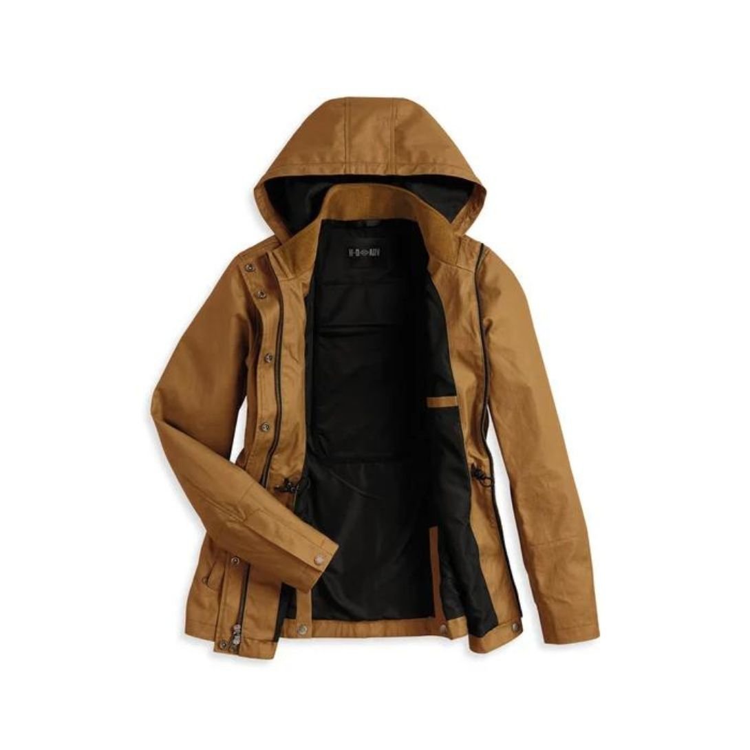 Harley Women’s Panorama Harley Davidson ADV Waxed Hooded Riding Jacket - Image 3