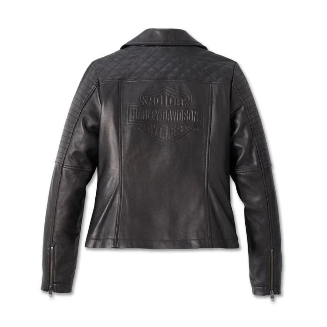 Harley Women’s Classic Biker Debossed Leather Jacket - Image 2