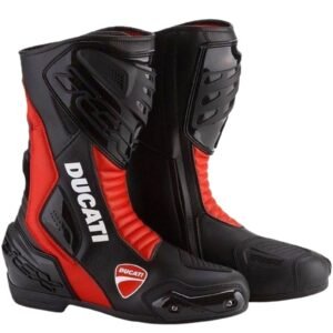 Ducati Motorbike Leather Boots Black Red