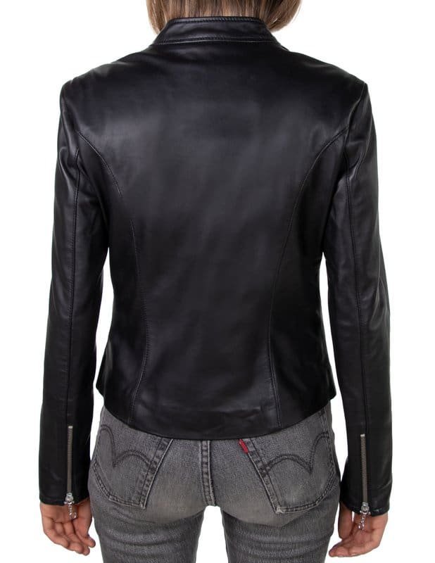 Women's Lambskin Cafe Leather Jacket - Image 2