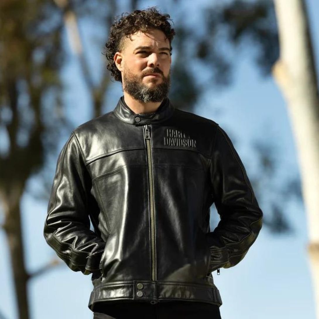 Harley Men’s HD Flex Layering System Cafe Racer Leather Jacket Outer Layer - Image 4