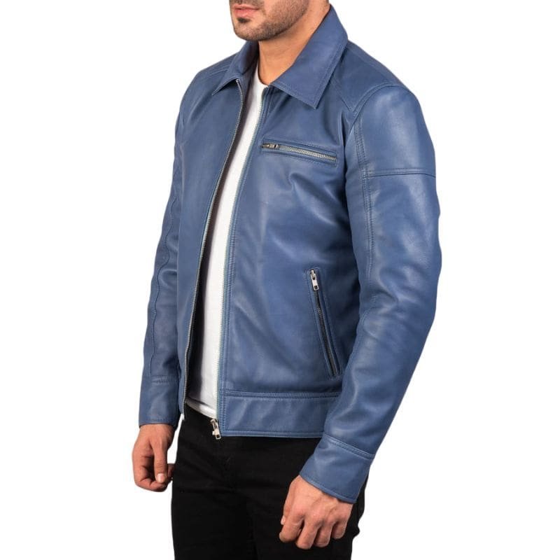 Lavendard Leather Biker Jacket - Image 3