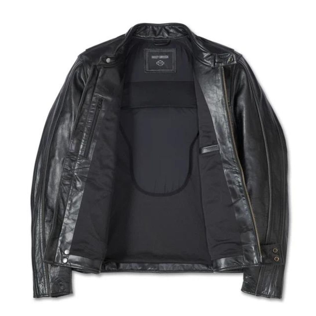 Harley Men’s HD Flex Layering System Cafe Racer Leather Jacket Outer Layer - Image 3