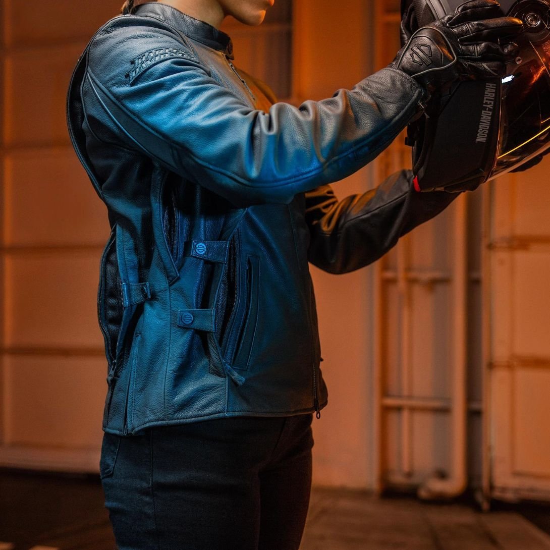 Harley Women’s Paradigm Triple Vent System 2.0 Leather Riding Jacket Black Beauty - Image 9