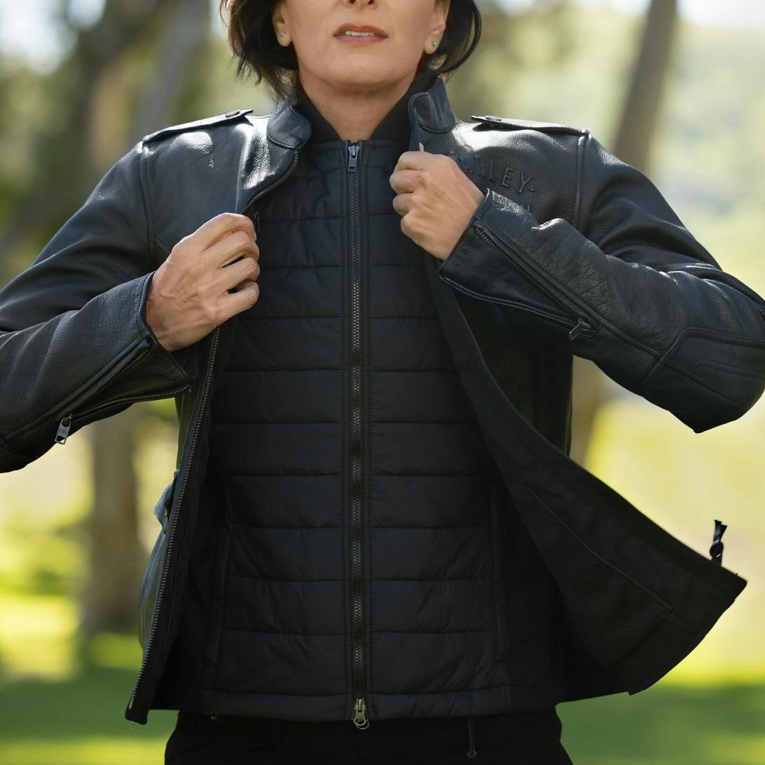 Harley Women’s HD Flex Layering System Captain’s Leather Riding Jacket Outer Layer - Image 4