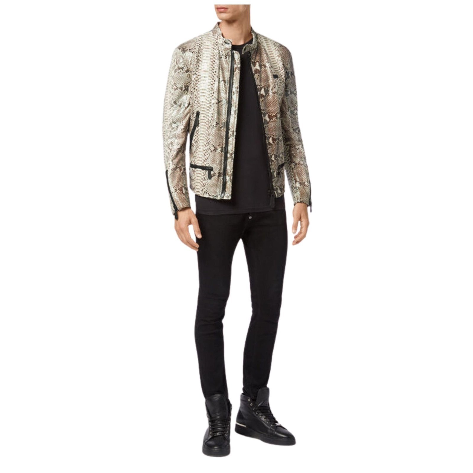 Philipp Plein Python Leather Moto Jacket Luxury - Image 4