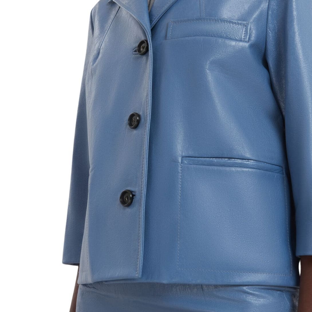 Marni Blue Shiny Leather Jacket - Image 6