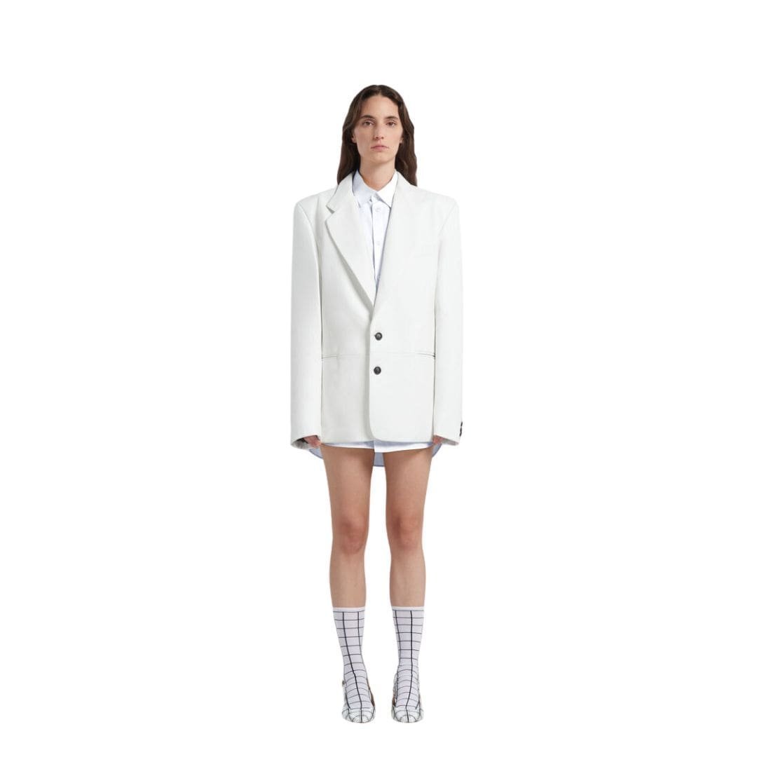 Marni White Nappa Leather Oversized Blazer - Image 2