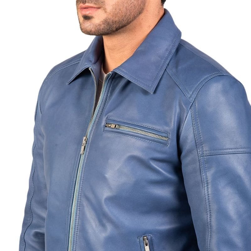 Lavendard Leather Biker Jacket - Image 4