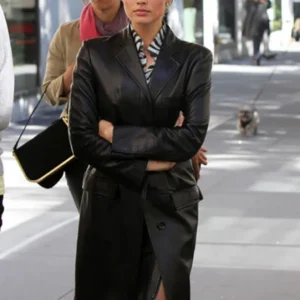 Margot Robbie Wolf Of Wall Street Leather Long Coat