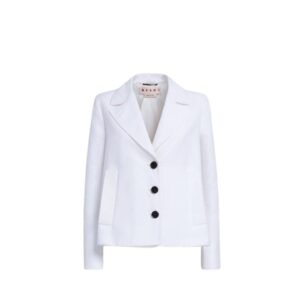 Marni White A Line Cady Jacket With Back Pleat