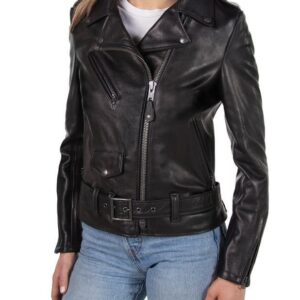 Women's 23 Waxy Natural Grain Cowhide Perfecto Asymmetrical Leather Jacket