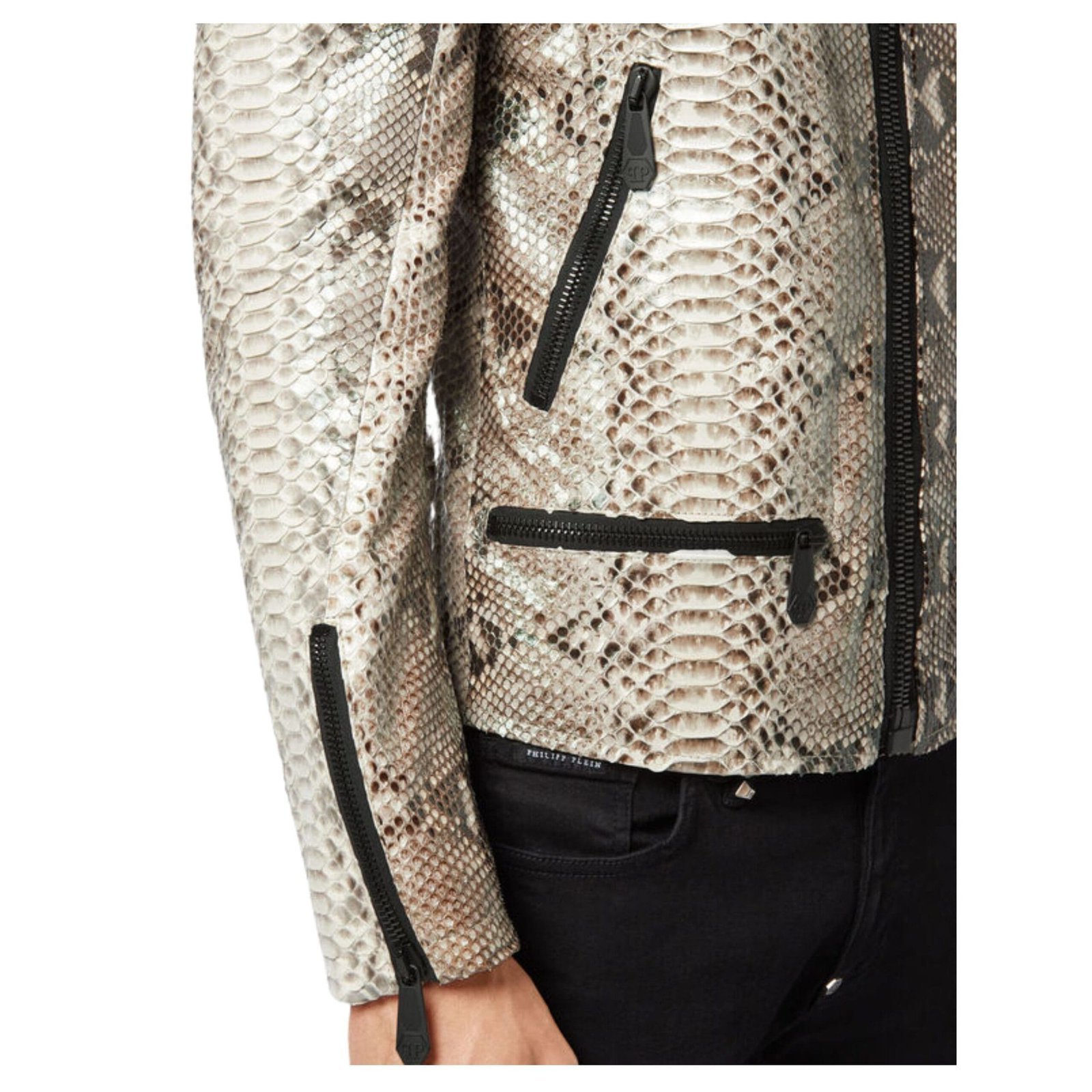Philipp Plein Python Leather Moto Jacket Luxury - Image 6