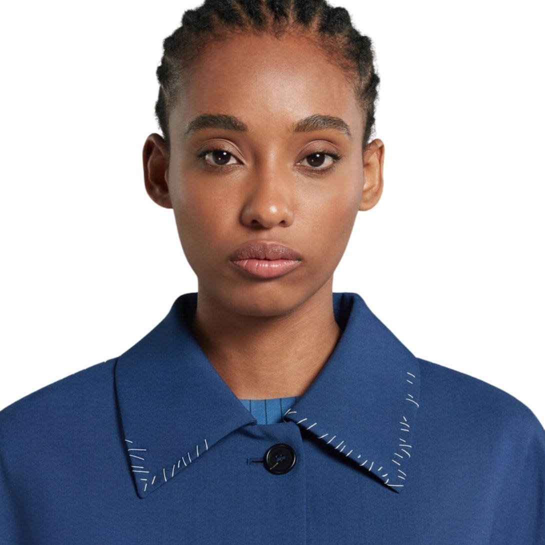 Marni Blue Tropical Wool Trench Coat - Image 6