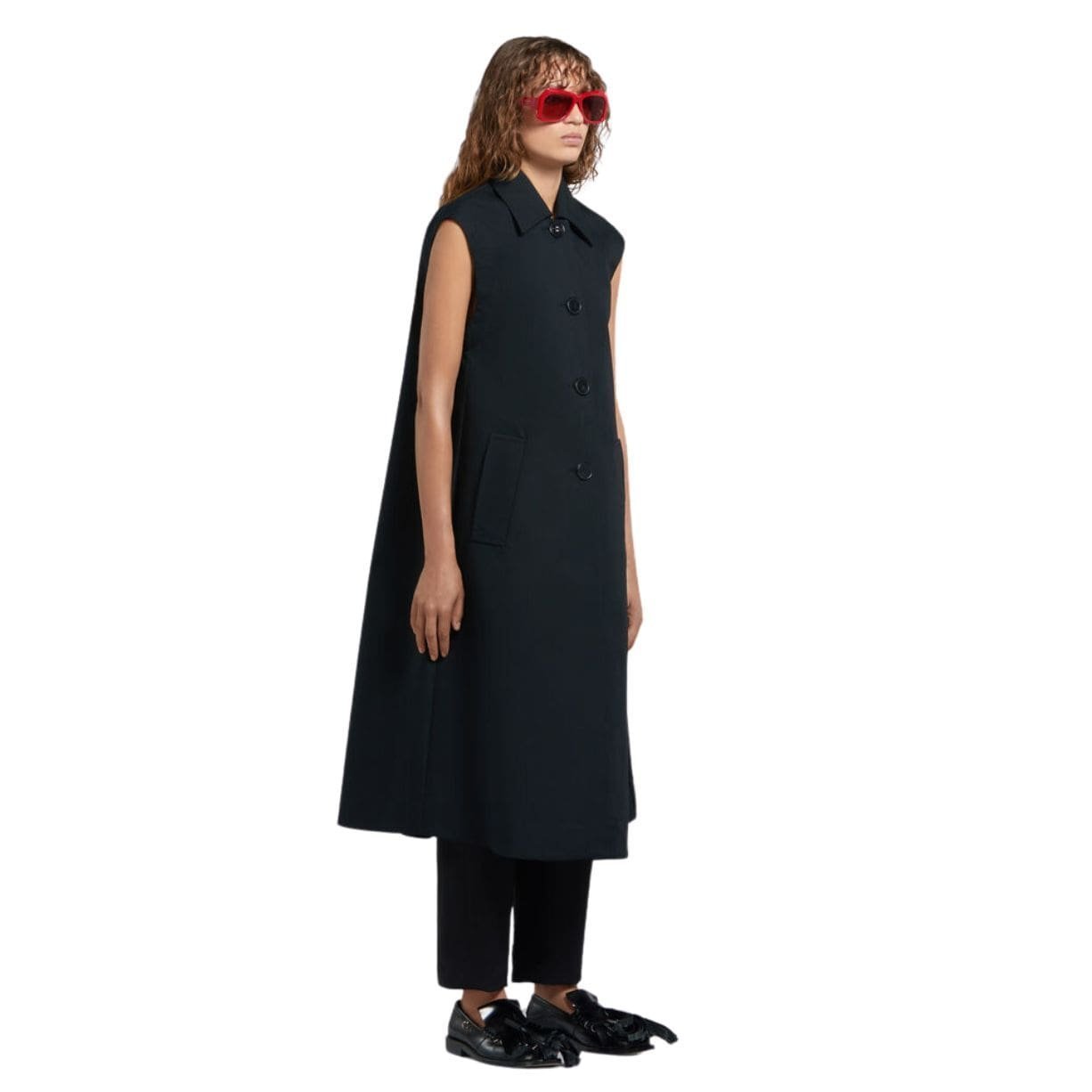 Marni Black Bonded Cotton Cocoon Dress - Image 6