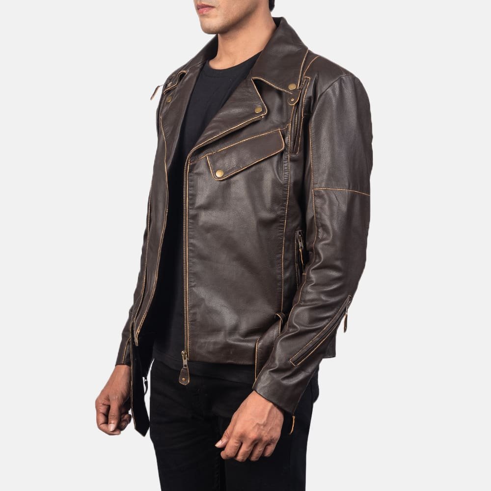 Vincent Galaxy Leather Biker Jacket - Image 8