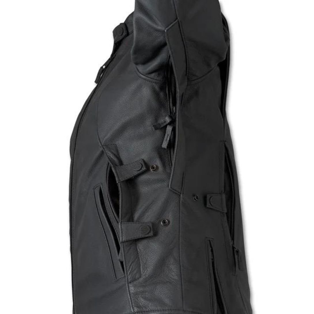 Harley Women’s Paradigm Triple Vent System 2.0 Leather Riding Jacket Black Beauty - Image 7