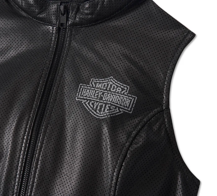 Women’s Factory Perforated Leather Vest - Image 3