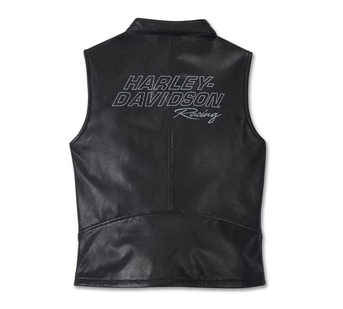 Women’s Factory Perforated Leather Vest - Image 2